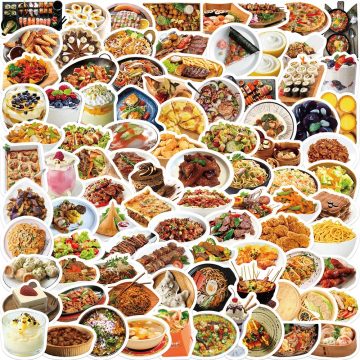Cartoon Food Delicacy Stickers - Graffiti Decals for Fridge Notebook Wall