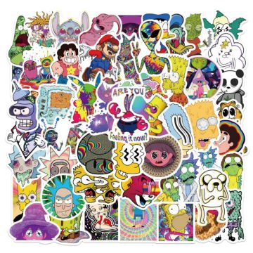 Psychedelic Cartoon Character Stickers - Mixed Design Decals