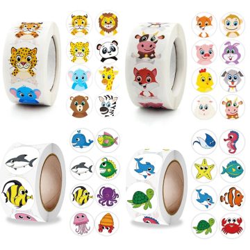 Cartoon Zoo Farm Ocean Animals Reward Stickers Scrapbook Labels