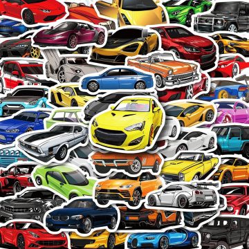 Retro Racing Sports Car Waterproof Stickers - Cartoon Graffiti for Luggage Laptop Bike Car