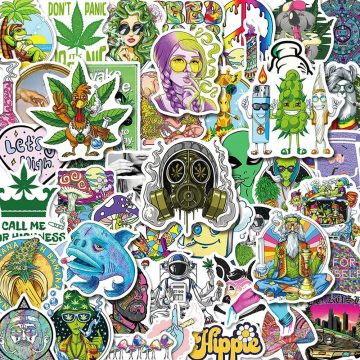 Weed Smoking Characters Graffiti Stickers - Cool Waterproof Decals for Electronics