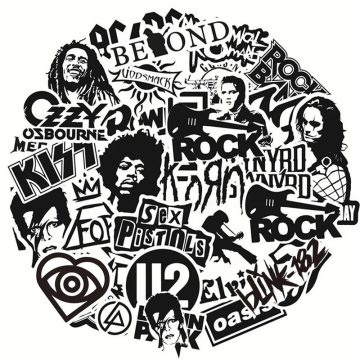 Black White Rock Band Logo Stickers - Waterproof Graffiti Decals for Skateboard Guitar