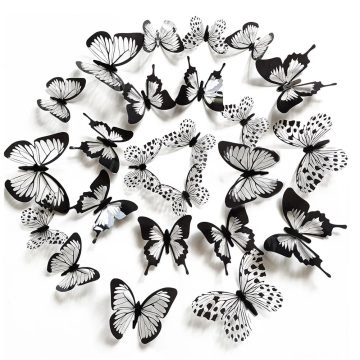 Black White Butterfly 3D Wall Stickers Home Decor