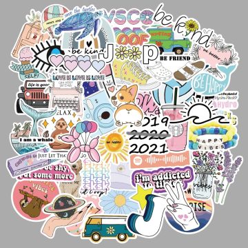 Cartoon VSCO Girls Simple Fresh Stickers for Water Bottles, Suitcases, Skateboarding, Motorcycle, Children