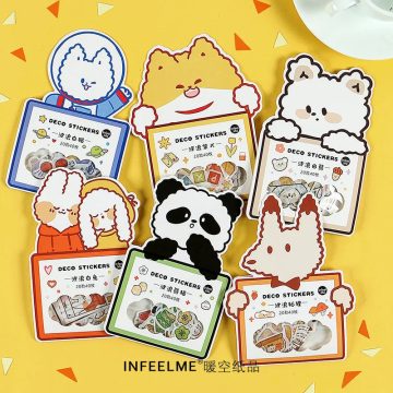 Crimp Animal Series Stickers - Cute Diary & Album Labels