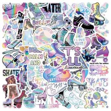 Holographic Laser Skate Stickers - Cartoon Gradient Decals for Car Roller Skateboard