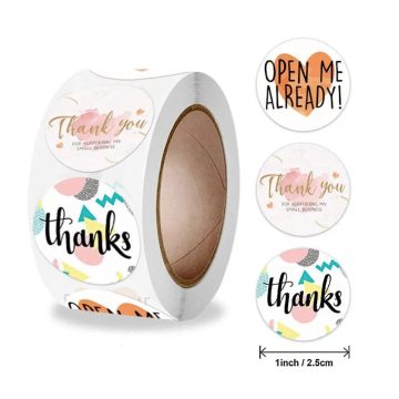 Floral Thank You Stickers Roll for Classroom Teacher Rewards Children