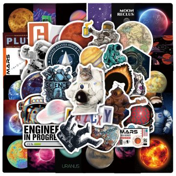 Outer Space Astronaut Waterproof Stickers - Graffiti for Laptop Phone Luggage Skateboard