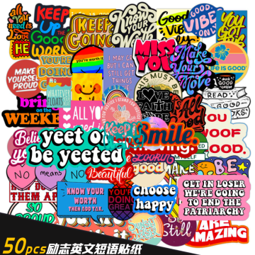 Inspirational English Phrase Stickers Helmet & Notebook Decor