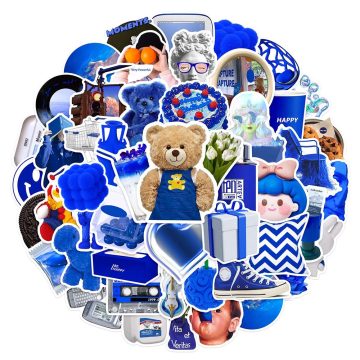 Blue Cartoon Ins Style Stickers - Waterproof Cute Decals for Notebook Bike DIY