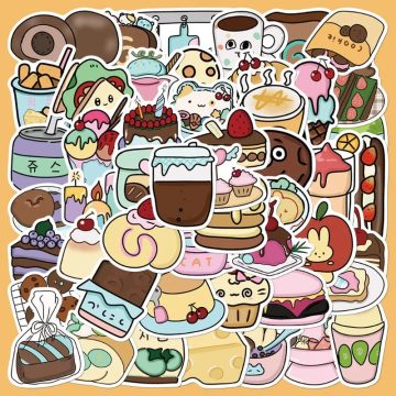 Cartoon Food Dessert Stickers for Helmet, Wall, DIY Decoration