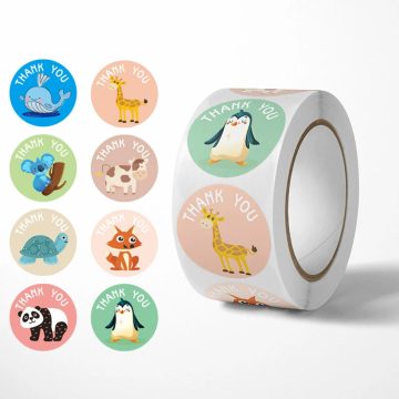 Cute Cartoon Animal Thank You Stickers for Gift Party Birthday Package Wrapping Baking Label