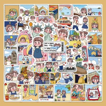 Cartoon Couple Graffiti Stickers for Helmet, Wall, DIY Decoration