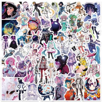 Cute Cartoon Anime Girls Astronaut Stickers for Laptop, Water Bottle, Luggage, Notebook, Diary, Waterproof Graffiti Vinyl Decal