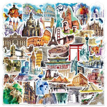 World Architecture Tourism Stickers - Famous Building Decals