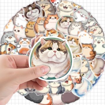 Kawaii Cat Cartoon Waterproof Stickers - Classic Toys for Travel Luggage, Phone Case