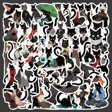 Black Cat Graffiti Stickers for Helmet, Wall, DIY Decoration