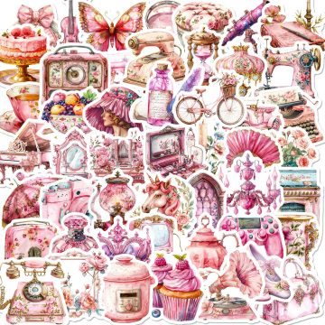 Vintage Pink Girls Cartoon Decoration Stickers for Phone Notebook Luggage