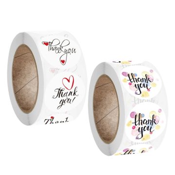Business Thank You Stickers Heart-Shaped Love Labels for Packaging and Gift Decoration