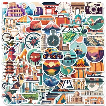 Famous Building Travel Decals Motorcycle Guitar
