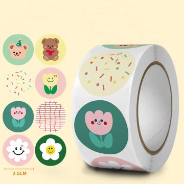 Cute Cartoon Round Reward Stickers Rainbow Seal Labels for Handmade Gift Packing Decor