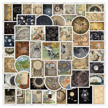 Vintage Planet World Map Stickers for Skateboard Decor