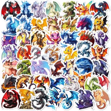 Dragon Cartoon Stickers - Decorative Decals for Fridge Luggage Guitar Skateboard