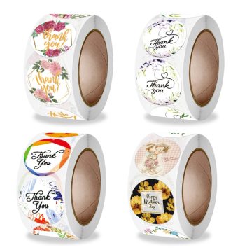 Floral Thank You Stickers for Party, Wedding, and Scrapbooking