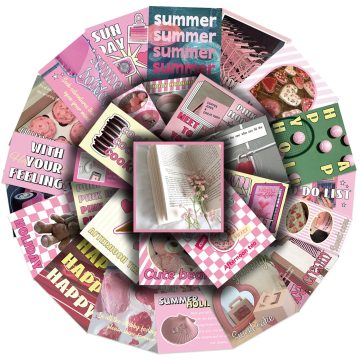 Aesthetic Holiday Stickers Pink Art Decals for Scrapbooking