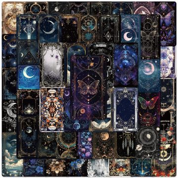 Cartoon Mysterious Fantasy World Aesthetic Flowers and Moon Stickers for Luggage, Laptop, Guitar, Phone Waterproof Vinyl