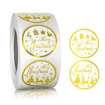 Gold Foil Christmas Stickers Holiday Gift and Envelope Seals