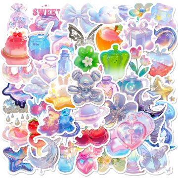 3D Cartoon Aesthetic Stickers Waterproof Decals for Skateboard & Fridge