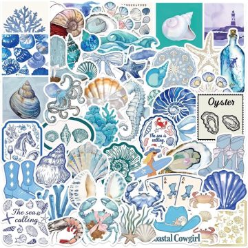 Kawaii Blue Halobios PVC Stickers - Aesthetic Stationery DIY Supplies for Kids