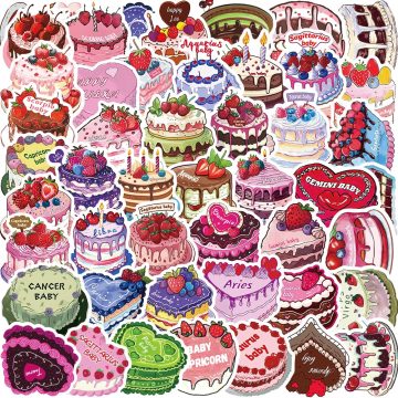 Zodiac Cake Graffiti Stickers for Laptop, Skateboard, Kids Gifts