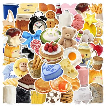 Korean Food Cartoon Stickers - Waterproof Fridge Decals