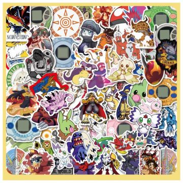 Digimon Anime Stickers for Tech and Travel Accessories