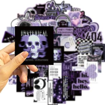Gothic Purple Stickers - Cartoon Graffiti Decals for Helmet & Wall