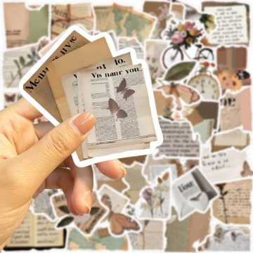 Vintage English Fragmented Text Stickers - Retro Graffiti Decals