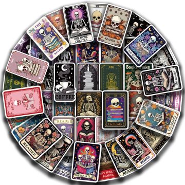 Creative Reader Dusty Tarot Card Stickers for Phone Cases and Laptops, Personalized Waterproof Decorative Stickers