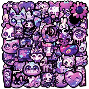 Kawaii Purple Animal PVC Stickers - DIY Stationery for School Supplies