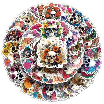 Punk Skull Flower Stickers for Motorcycle Fridge