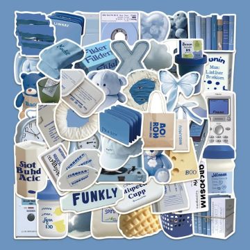 Blue Phone Theme Graffiti Stickers for Helmet, Desk, Wall, DIY Decor