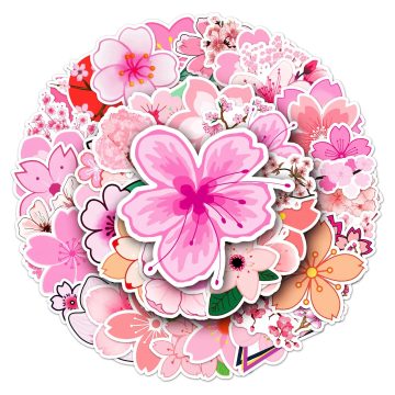 Pink Cherry Blossoms Stickers - DIY Graffiti Decals for Luggage Laptop Guitar