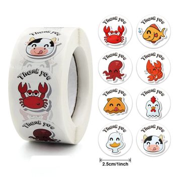 Cartoon Thank You Stickers Baking and Packaging Seal Labels