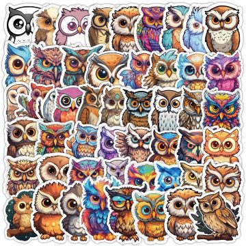 Cartoon Owl Animal Stickers - Waterproof Graffiti Decals for Bicycle Water Bottle