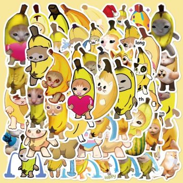 Banana Cat Meme Stickers for Wall and DIY Decoration