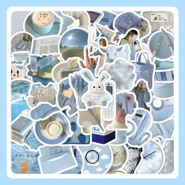 Simple Blue Ins Stickers - Cute Cartoon Decals for Phone & Notebook