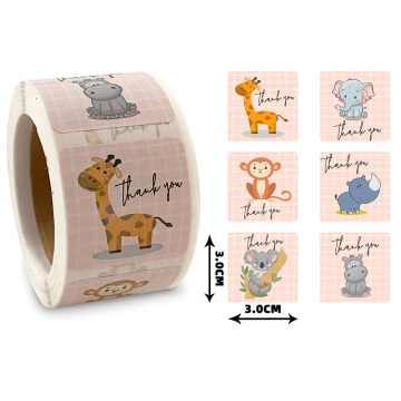 Cute Animal Thank You Stickers Handmade Gift Seal Labels