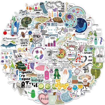 Cartoon Chemical Biology Graffiti Waterproof Stickers