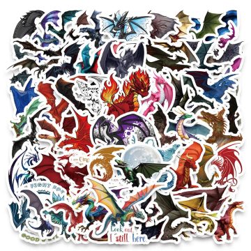 Ferocity Dragon Cartoon Stickers - Cool Graffiti Artwork for Guitar & Fridge